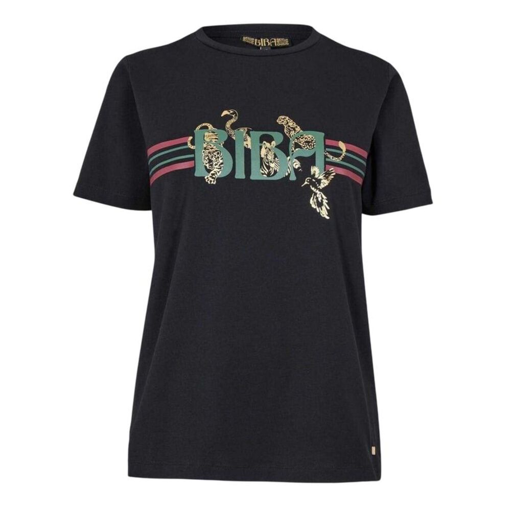 Biba Womens/Ladies Leopard Cotton Logo T-Shirt / Black